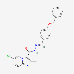 molecular formula C23H19ClN4O2 B11101931 N'-{(E)-[4-(benzyloxy)phenyl]methylidene}-6-chloro-2-methylimidazo[1,2-a]pyridine-3-carbohydrazide 