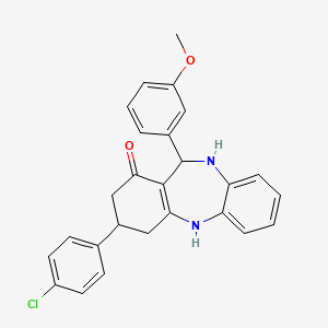 molecular formula C26H23ClN2O2 B11102056 9-(4-Chlorophenyl)-6-(3-methoxyphenyl)-5,6,8,9,10,11-hexahydrobenzo[b][1,4]benzodiazepin-7-one 