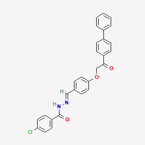 molecular formula C28H21ClN2O3 B11102081 N'-[(E)-{4-[2-(biphenyl-4-yl)-2-oxoethoxy]phenyl}methylidene]-4-chlorobenzohydrazide 