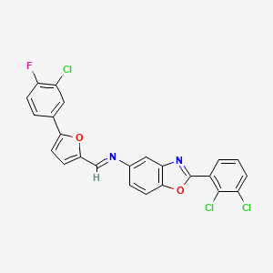 molecular formula C24H12Cl3FN2O2 B11102128 N-{(E)-[5-(3-chloro-4-fluorophenyl)furan-2-yl]methylidene}-2-(2,3-dichlorophenyl)-1,3-benzoxazol-5-amine 