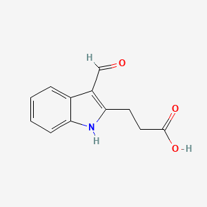 molecular formula C12H11NO3 B11102299 3-(3-Formyl-1H-indol-2-yl)propanoic acid 