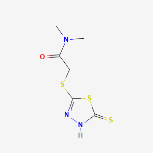 molecular formula C6H9N3OS3 B11102324 N,N-Dimethyl-2-[(5-sulfanyl-1,3,4-thiadiazol-2-yl)sulfanyl]acetamide 