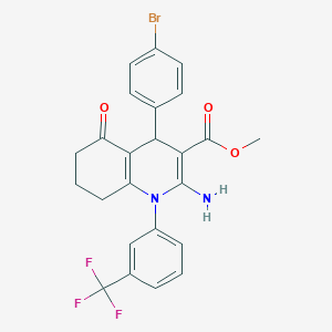 molecular formula C24H20BrF3N2O3 B11102354 Methyl 2-amino-4-(4-bromophenyl)-5-oxo-1-[3-(trifluoromethyl)phenyl]-1,4,5,6,7,8-hexahydroquinoline-3-carboxylate 