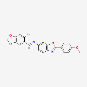 molecular formula C22H15BrN2O4 B11103098 N-[(E)-(6-bromo-1,3-benzodioxol-5-yl)methylidene]-2-(4-methoxyphenyl)-1,3-benzoxazol-6-amine 