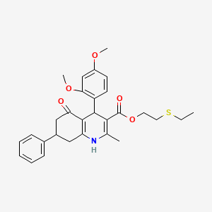 molecular formula C29H33NO5S B11103324 2-(Ethylsulfanyl)ethyl 4-(2,4-dimethoxyphenyl)-2-methyl-5-oxo-7-phenyl-1,4,5,6,7,8-hexahydroquinoline-3-carboxylate 