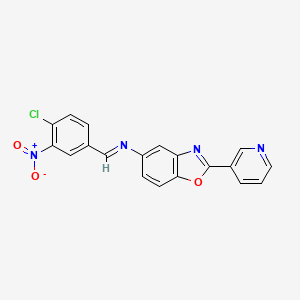 molecular formula C19H11ClN4O3 B11103486 N-[(E)-(4-chloro-3-nitrophenyl)methylidene]-2-(pyridin-3-yl)-1,3-benzoxazol-5-amine 