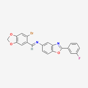 molecular formula C21H12BrFN2O3 B11103655 N-[(E)-(6-bromo-1,3-benzodioxol-5-yl)methylidene]-2-(3-fluorophenyl)-1,3-benzoxazol-5-amine 