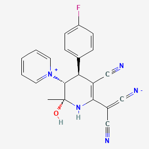 molecular formula C21H16FN5O B11103798 dicyano[(4S,5R,6R)-3-cyano-4-(4-fluorophenyl)-6-hydroxy-6-methyl-5-(pyridinium-1-yl)-1,4,5,6-tetrahydropyridin-2-yl]methanide 