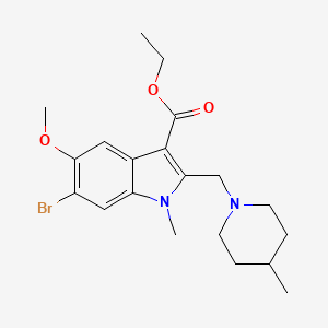 molecular formula C20H27BrN2O3 B11104004 Ethyl 6-bromo-5-methoxy-1-methyl-2-[(4-methylpiperidin-1-yl)methyl]indole-3-carboxylate 