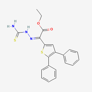 molecular formula C21H19N3O2S2 B11104213 ethyl (2E)-(2-carbamothioylhydrazinylidene)(4,5-diphenylthiophen-2-yl)ethanoate 