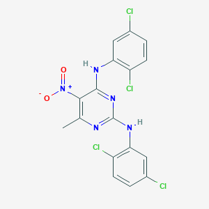 molecular formula C17H11Cl4N5O2 B11104219 N,N'-bis(2,5-dichlorophenyl)-6-methyl-5-nitropyrimidine-2,4-diamine 