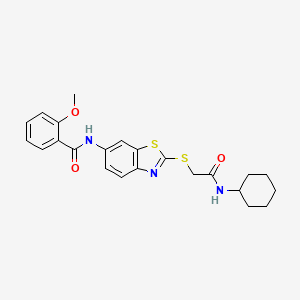 molecular formula C23H25N3O3S2 B11104244 N-(2-{[2-(cyclohexylamino)-2-oxoethyl]sulfanyl}-1,3-benzothiazol-6-yl)-2-methoxybenzamide 