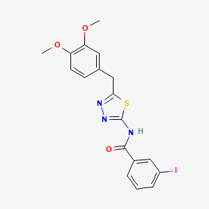 molecular formula C18H16IN3O3S B11104342 N-[5-(3,4-dimethoxybenzyl)-1,3,4-thiadiazol-2-yl]-3-iodobenzamide 