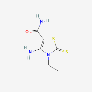 molecular formula C6H9N3OS2 B11104761 2,3-Dihydro-4-amino-3-ethyl-2-thioxo-5-thiazolecarboxamide hydrate CAS No. 64686-81-3