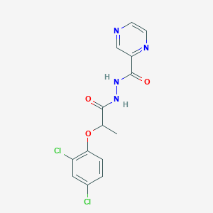 molecular formula C14H12Cl2N4O3 B11104793 N'-[2-(2,4-dichlorophenoxy)propanoyl]pyrazine-2-carbohydrazide 