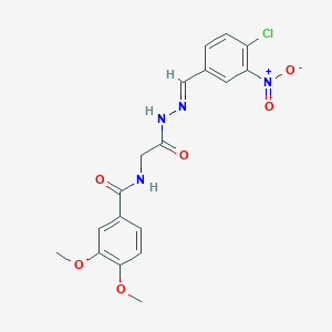 molecular formula C18H17ClN4O6 B11104815 N-(2-{2-[(E)-1-(4-Chloro-3-nitrophenyl)methylidene]hydrazino}-2-oxoethyl)-3,4-dimethoxybenzamide 