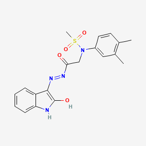 molecular formula C19H20N4O4S B11104965 N-(3,4-Dimethylphenyl)-N-({N'-[(3Z)-2-oxo-2,3-dihydro-1H-indol-3-ylidene]hydrazinecarbonyl}methyl)methanesulfonamide 