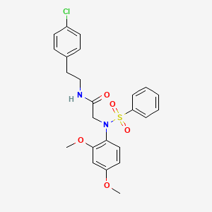 molecular formula C24H25ClN2O5S B11104969 N-(4-Chlorophenethyl)-2-[2,4-dimethoxy(phenylsulfonyl)anilino]acetamide 