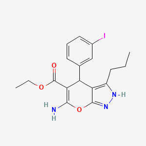 molecular formula C18H20IN3O3 B11104981 Ethyl 6-amino-4-(3-iodophenyl)-3-propyl-1,4-dihydropyrano[2,3-c]pyrazole-5-carboxylate 
