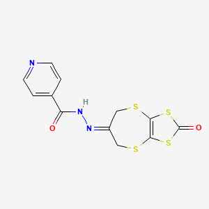 molecular formula C12H9N3O2S4 B11105013 N'-(2-oxo-5H-[1,3]dithiolo[4,5-b][1,4]dithiepin-6(7H)-ylidene)pyridine-4-carbohydrazide 