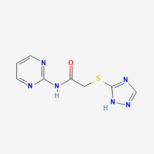 molecular formula C8H8N6OS B11105058 N-(pyrimidin-2-yl)-2-(1H-1,2,4-triazol-5-ylsulfanyl)acetamide 