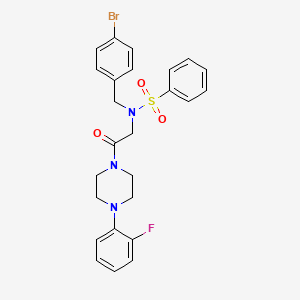 molecular formula C25H25BrFN3O3S B11105137 N-(4-bromobenzyl)-N-{2-[4-(2-fluorophenyl)piperazin-1-yl]-2-oxoethyl}benzenesulfonamide 