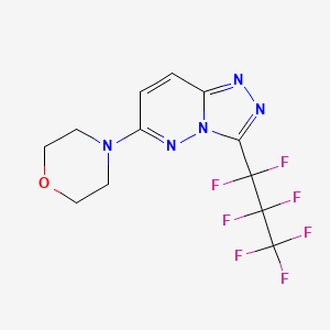 molecular formula C12H10F7N5O B11105223 3-(Heptafluoropropyl)-6-(morpholin-4-yl)[1,2,4]triazolo[4,3-b]pyridazine CAS No. 296886-61-8