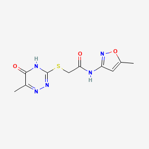 molecular formula C10H11N5O3S B11105231 N-(5-methyl-1,2-oxazol-3-yl)-2-[(6-methyl-5-oxo-4,5-dihydro-1,2,4-triazin-3-yl)sulfanyl]acetamide 