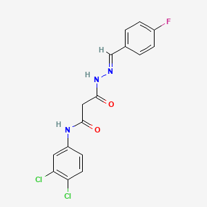 molecular formula C16H12Cl2FN3O2 B11105349 N-(3,4-dichlorophenyl)-3-[(2E)-2-(4-fluorobenzylidene)hydrazinyl]-3-oxopropanamide 