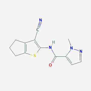 molecular formula C13H12N4OS B11105391 N-(3-cyano-5,6-dihydro-4H-cyclopenta[b]thiophen-2-yl)-1-methyl-1H-pyrazole-5-carboxamide 
