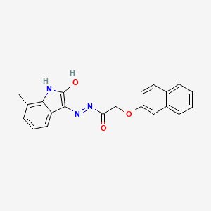 molecular formula C21H17N3O3 B11105453 N'-[(3Z)-7-methyl-2-oxo-1,2-dihydro-3H-indol-3-ylidene]-2-(naphthalen-2-yloxy)acetohydrazide 