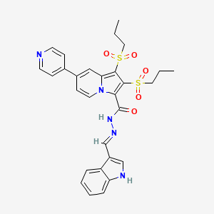 molecular formula C29H29N5O5S2 B11105493 N'-[(E)-1H-indol-3-ylmethylidene]-1,2-bis(propylsulfonyl)-7-(pyridin-4-yl)indolizine-3-carbohydrazide 