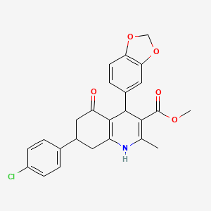 molecular formula C25H22ClNO5 B11105639 Methyl 4-(1,3-benzodioxol-5-yl)-7-(4-chlorophenyl)-2-methyl-5-oxo-1,4,5,6,7,8-hexahydroquinoline-3-carboxylate 