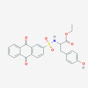 molecular formula C25H21NO7S B11105723 Ethyl 2-(9,10-dioxo-9,10-dihydroanthracene-2-sulfonamido)-3-(4-hydroxyphenyl)propanoate 