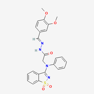 molecular formula C24H22N4O5S B11105827 N'-[(E)-(3,4-Dimethoxyphenyl)methylene]-2-[(1,1-dioxido-1,2-benzisothiazol-3-YL)(phenyl)amino]acetohydrazide 