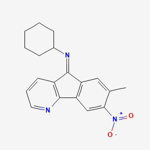 molecular formula C19H19N3O2 B11105865 N-[(5Z)-7-methyl-8-nitro-5H-indeno[1,2-b]pyridin-5-ylidene]cyclohexanamine 