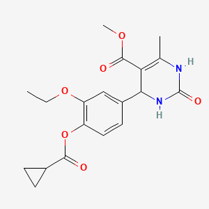 molecular formula C19H22N2O6 B11105880 Methyl 4-{4-[(cyclopropylcarbonyl)oxy]-3-ethoxyphenyl}-6-methyl-2-oxo-1,2,3,4-tetrahydropyrimidine-5-carboxylate 