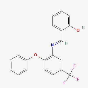 molecular formula C20H14F3NO2 B11105967 2-[(E)-{[2-phenoxy-5-(trifluoromethyl)phenyl]imino}methyl]phenol 