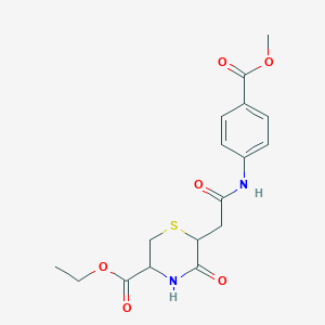 molecular formula C17H20N2O6S B11106162 Ethyl 6-(2-{[4-(methoxycarbonyl)phenyl]amino}-2-oxoethyl)-5-oxothiomorpholine-3-carboxylate 