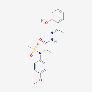molecular formula C19H23N3O5S B11106250 N-(1-{N'-[(1E)-1-(2-Hydroxyphenyl)ethylidene]hydrazinecarbonyl}ethyl)-N-(4-methoxyphenyl)methanesulfonamide 