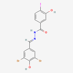 molecular formula C14H9Br2IN2O3 B11106261 N'-[(E)-(3,5-dibromo-4-hydroxyphenyl)methylidene]-3-hydroxy-4-iodobenzohydrazide 