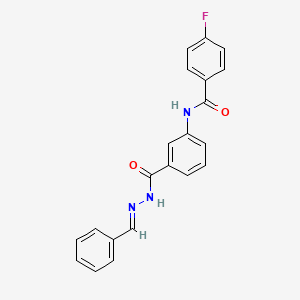 molecular formula C21H16FN3O2 B11106350 N-(3-{[(2E)-2-benzylidenehydrazinyl]carbonyl}phenyl)-4-fluorobenzamide 