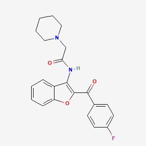molecular formula C22H21FN2O3 B11106492 Acetamide, N-[2-(4-fluorobenzoyl)-3-benzofuryl)-2-(1-piperidyl)- 
