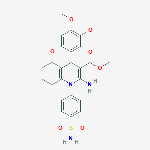molecular formula C25H27N3O7S B11106562 Methyl 2-amino-4-(3,4-dimethoxyphenyl)-5-oxo-1-(4-sulfamoylphenyl)-1,4,5,6,7,8-hexahydroquinoline-3-carboxylate 