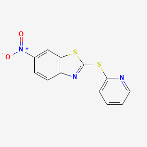 molecular formula C12H7N3O2S2 B11106610 Benzothiazole, 6-nitro-2-(2-pyridylthio)- 