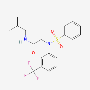 molecular formula C19H21F3N2O3S B11106618 N-Isobutyl-2-[(phenylsulfonyl)-3-(trifluoromethyl)anilino]acetamide 
