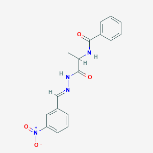 molecular formula C17H16N4O4 B11106643 N-{1-[(2E)-2-(3-nitrobenzylidene)hydrazinyl]-1-oxopropan-2-yl}benzamide (non-preferred name) 