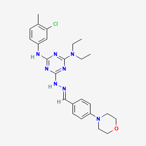 molecular formula C25H31ClN8O B11106703 N'-(3-chloro-4-methylphenyl)-N,N-diethyl-6-{(2E)-2-[4-(morpholin-4-yl)benzylidene]hydrazinyl}-1,3,5-triazine-2,4-diamine 