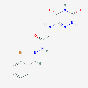 molecular formula C12H11BrN6O3 B11106722 N'-[(E)-(2-bromophenyl)methylidene]-2-[(3,5-dihydroxy-1,2,4-triazin-6-yl)amino]acetohydrazide (non-preferred name) 