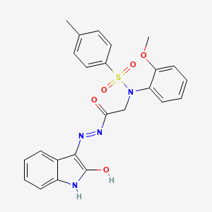 molecular formula C24H22N4O5S B11106731 N-(2-Methoxyphenyl)-4-methyl-N-({N'-[(3Z)-2-oxo-2,3-dihydro-1H-indol-3-ylidene]hydrazinecarbonyl}methyl)benzene-1-sulfonamide 